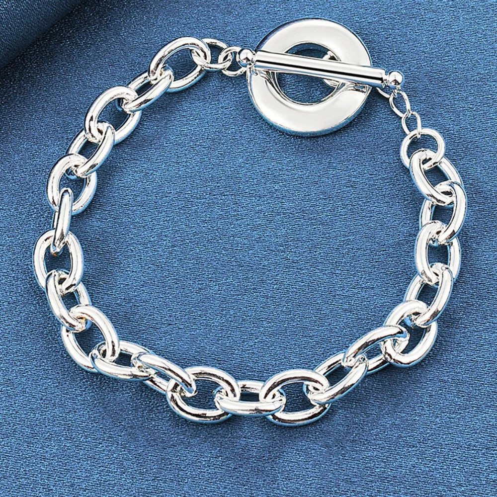 Beautiful Toggle Closure O-Chain 7.5 Inch Long Bracelet - Picture 2 of 5